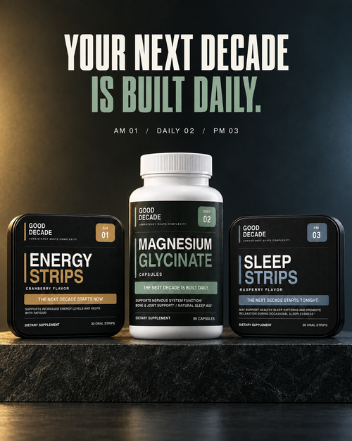 GOOD DECADE Energy Strips, Magnesium Glycinate and Sleep Strips starter set